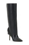Vince Camuto Kammitie Foldover Pointed Toe Knee High Boot In Black Leather
