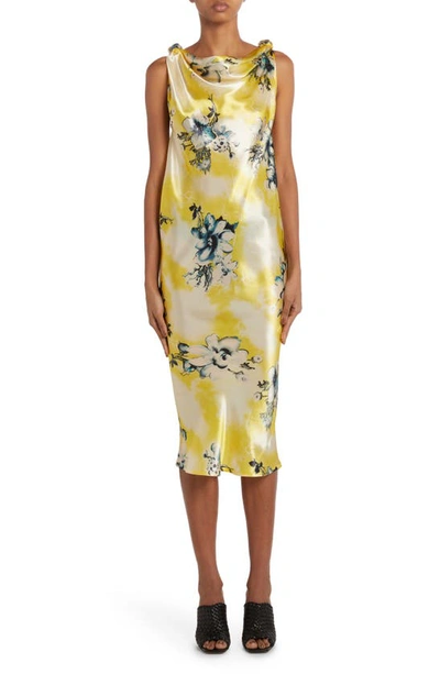 Bottega Veneta Floral Satin Dress In Multi