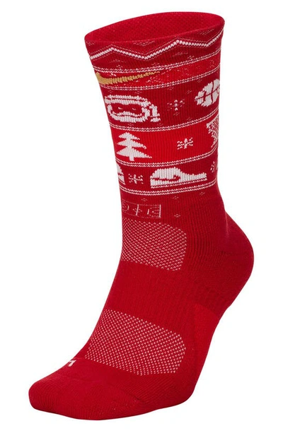Nike Elite Christmas Crew Socks In Red