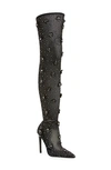 Azalea Wang Marlowe Embellished Over The Knee Boot In Black