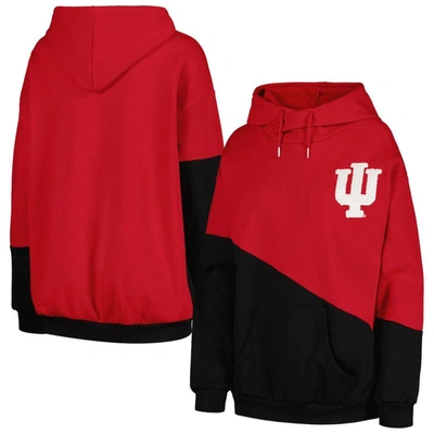 GAMEDAY COUTURE GAMEDAY COUTURE CRIMSON/BLACK INDIANA HOOSIERS MATCHMAKER DIAGONAL COWL PULLOVER HOODIE