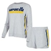 Concepts Sport Women's  Gray Michigan Wolverines Cedar Tri-blend Long Sleeve T-shirt And Shorts Sleep In Gray