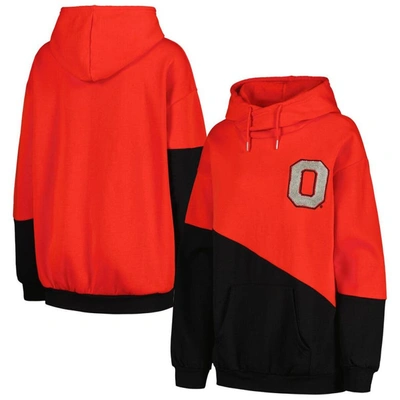 GAMEDAY COUTURE GAMEDAY COUTURE SCARLET/BLACK OHIO STATE BUCKEYES MATCHMAKER DIAGONAL COWL PULLOVER HOODIE