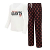 Concepts Sport Women's  White, Black San Francisco Giants Long Sleeve V-neck T-shirt And Gauge Pants In White