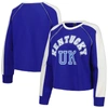 GAMEDAY COUTURE GAMEDAY COUTURE ROYAL KENTUCKY WILDCATS BLINDSIDE RAGLAN CROPPED PULLOVER SWEATSHIRT
