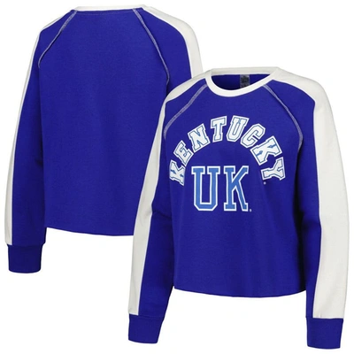 Gameday Couture Women's  Royal Kentucky Wildcats Blindside Raglan Cropped Pullover Sweatshirt