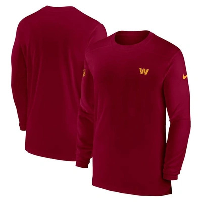 Nike Men's Dri-fit Sideline Coach (nfl Washington Commanders) Long-sleeve Top In Red
