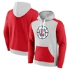 Fanatics Branded Gray/red La Clippers Arctic Colorblock Pullover Hoodie In Gray