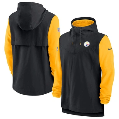 Nike Men's  Black, Gold Pittsburgh Steelers Sideline Player Quarter-zip Hoodie In Black,gold