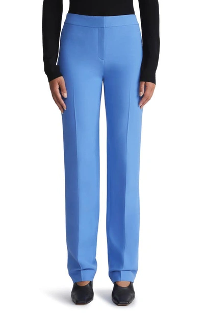 Lafayette 148 Wool-silk Crepe Gates Pant In Blue Iris