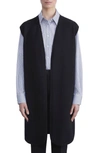 Lafayette 148 Wool Long Open Sweater Vest In Black