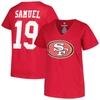 Fanatics Branded Deebo Samuel Scarlet San Francisco 49ers Plus Size Player Name & Number V-neck T-sh In Scarlet