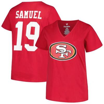 Fanatics Branded Deebo Samuel Scarlet San Francisco 49ers Plus Size Player Name & Number V-neck T-sh