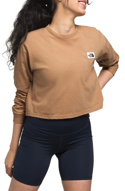 The North Face Heritage Patch Long Sleeve T-shirt In Almond Butter