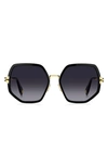 Marc Jacobs Geometric Metal & Acetate Square Sunglasses In Black Gold/ Grey Shaded