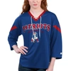 STARTER STARTER ROYAL NEW ENGLAND PATRIOTS RALLY LACE-UP 3/4 SLEEVE T-SHIRT