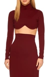 Susana Monaco Underwire Mock Neck Crop Top In Oxblood