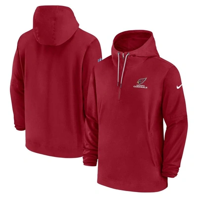 Nike Arizona Cardinals Sideline Menâs  Men's Nfl 1/2-zip Hooded Jacket In Red