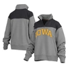 PRESSBOX PRESSBOX GRAY IOWA HAWKEYES AVON FLEECE QUARTER-ZIP JACKET