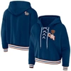 Wear By Erin Andrews Navy Chicago Bears Lace-up Pullover Hoodie In Navy