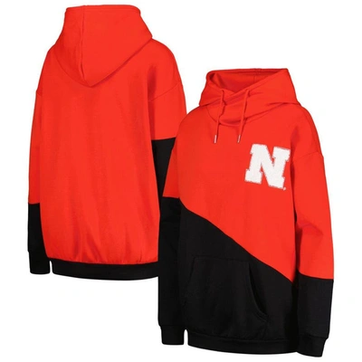 GAMEDAY COUTURE GAMEDAY COUTURE SCARLET/BLACK NEBRASKA HUSKERS MATCHMAKER DIAGONAL COWL PULLOVER HOODIE