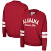Colosseum Women's  Scarlet Distressed Ohio State Buckeyes Perfect Date Notch Neck Pullover Sweatshirt In Crimson