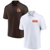 FANATICS FANATICS BRANDED WHITE/BROWN CLEVELAND BROWNS LOCKUP TWO-PACK POLO SET
