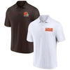 Fanatics Men's  White, Brown Cleveland Browns Lockup Two-pack Polo Shirt Set In White