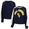 Gameday Couture Women's  Navy West Virginia Mountaineers Blindside Raglan Cropped Pullover Sweatshirt In Navy