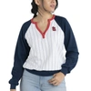 LUSSO LUSSO WHITE/NAVY ST. LOUIS CARDINALS MACK FLEECE V-NECK PULLOVER TOP