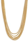 OPEN EDIT LAYERED BOX CHAIN COLLAR NECKLACE