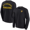 FANATICS SIGNATURE UNISEX FANATICS SIGNATURE BLACK PITTSBURGH PENGUINS SUPER SOFT PULLOVER CREW SWEATSHIRT