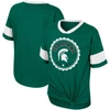 COLOSSEUM GIRLS YOUTH COLOSSEUM GREEN MICHIGAN STATE SPARTANS TOMIKA TIE-FRONT V-NECK T-SHIRT