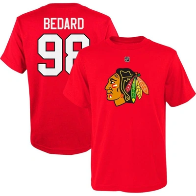 Outerstuff Kids' Big Boys Connor Bedard Red Chicago Blackhawks Name And Number T-shirt