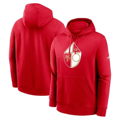 Nike San Francisco 49ers Rewind Club Menâs  Men's Nfl Pullover Hoodie In Scarlet