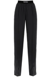 Tom Ford Black Loose Pants With Logo In Stretch Silk Woman