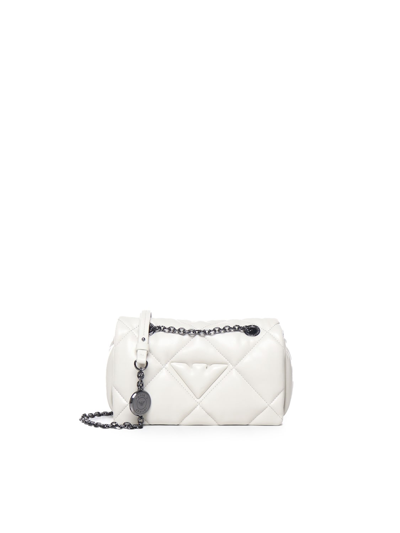 Emporio Armani Logo-embossed Quilted Shoulder Bag In White