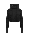 Gcds Black Velvet Bomber Jacket With Logo And Hood In Nero