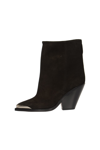 Isabel Marant Leather Ankle Boots With Cone Heel And Metal Detail In Black