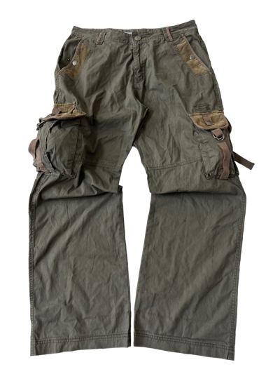 Pre-owned 20471120 X Beauty Beast Flared Gas Mask Cargo Pants Hybrid Military In Khaki Military Green
