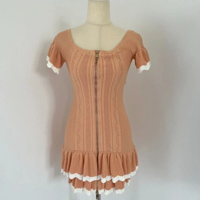 Pre-owned Alice Mccall Knitted Beige Dress Ruffle Hem With Zipper