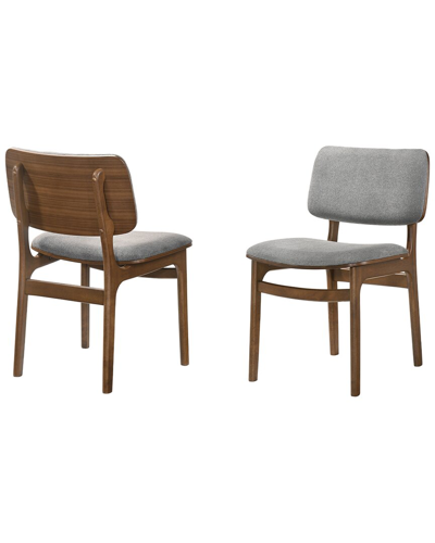 Armen Living Set Of 2 Lima Upholstered Wood Dining Chairs In Gray