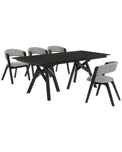 Armen Living Cortina And Rowan 5pc Rectangular Dining Set In Gray