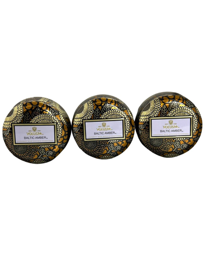 Voluspa Pack Of 3 4oz Baltic Amber Mini Candle Tins