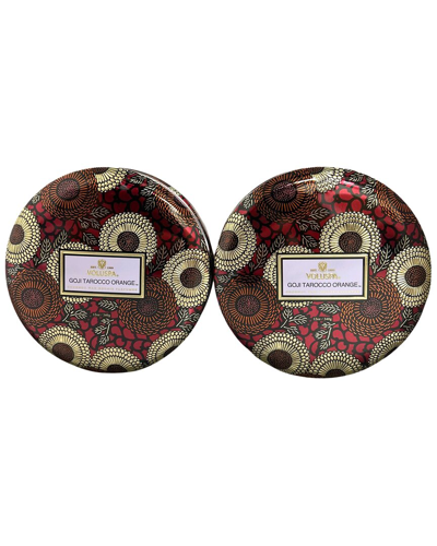 Voluspa Pack Of 2 Goji & Tarocco Orange 3-wick Tin Candles