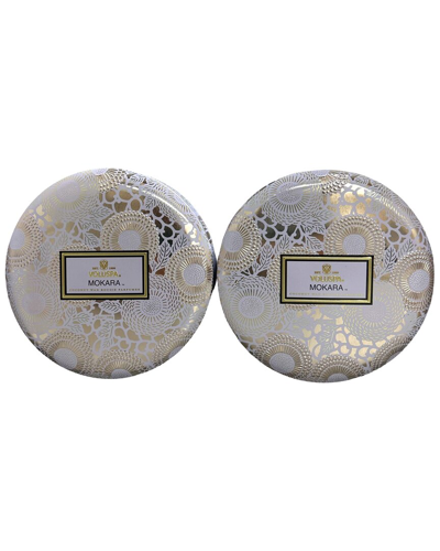 Voluspa Pack Of 2 12oz Mokara 3-wick Tin Candles In Gray