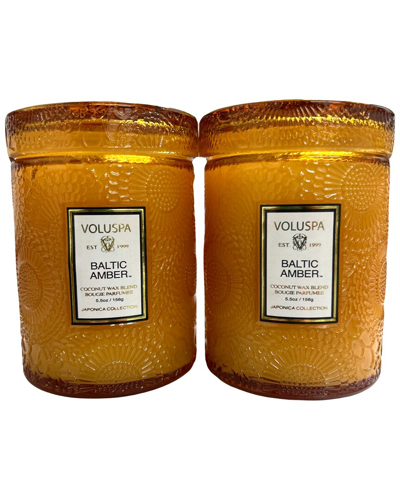 Voluspa Pack Of 2 Baltic Amber Mini Tall Jar Candles In Yellow