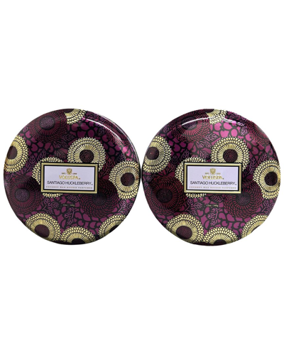 Voluspa Pack Of 2 Santiago Huckleberry 3-wick Tin Candles In Purple