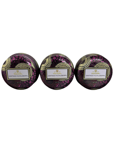 Voluspa Pack Of 3 4oz Santiago Huckleberry Mini Tins In Purple