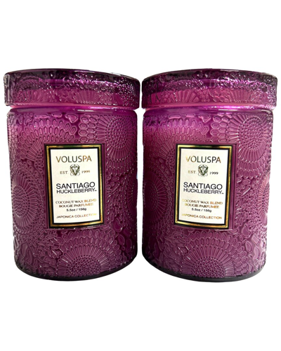 Voluspa Pack Of 2 Santiago Huckleberry Mini Tall Jar Candles In Purple